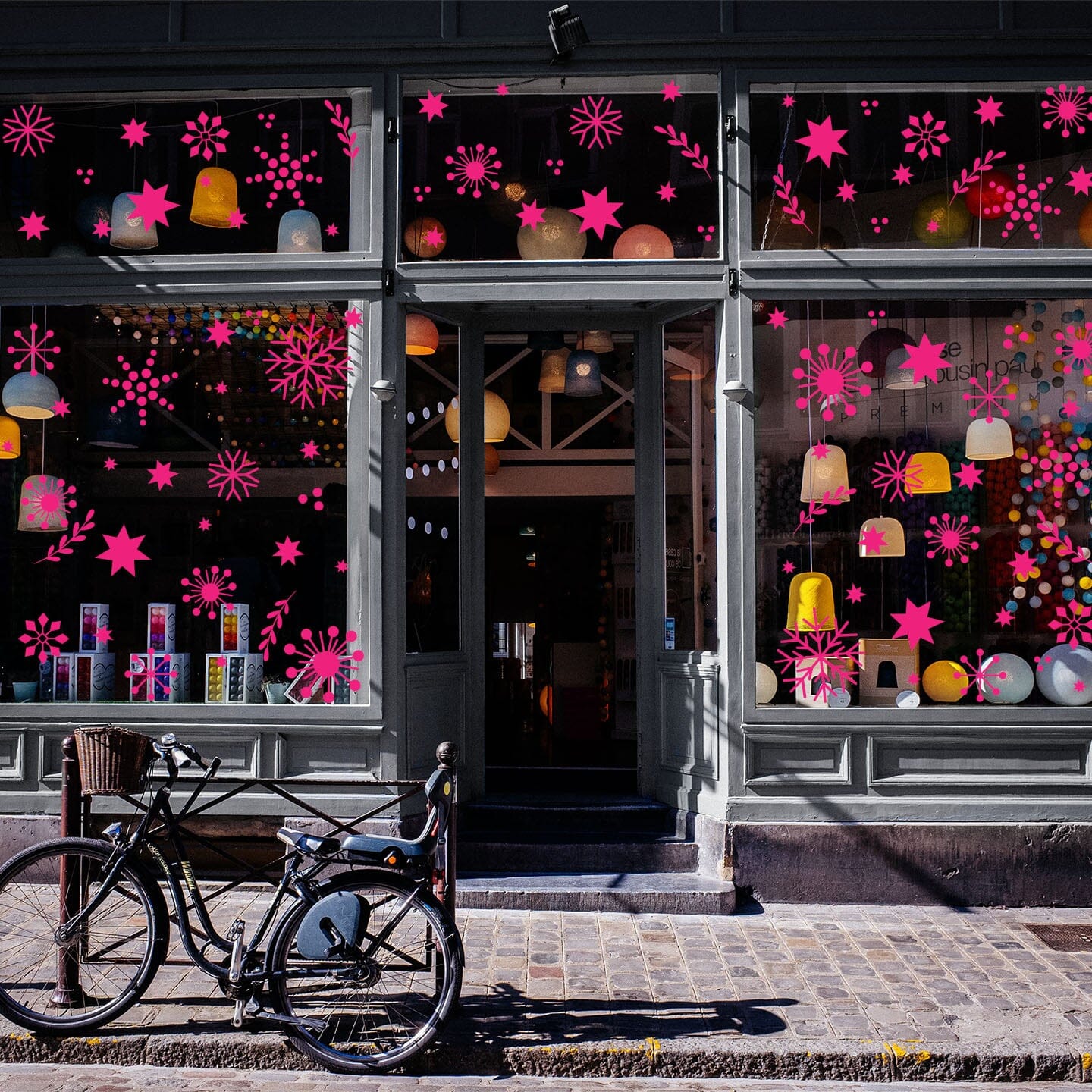 Christmas Cheer Window Decals Decals Urbanwalls Hot Pink Medium Window 