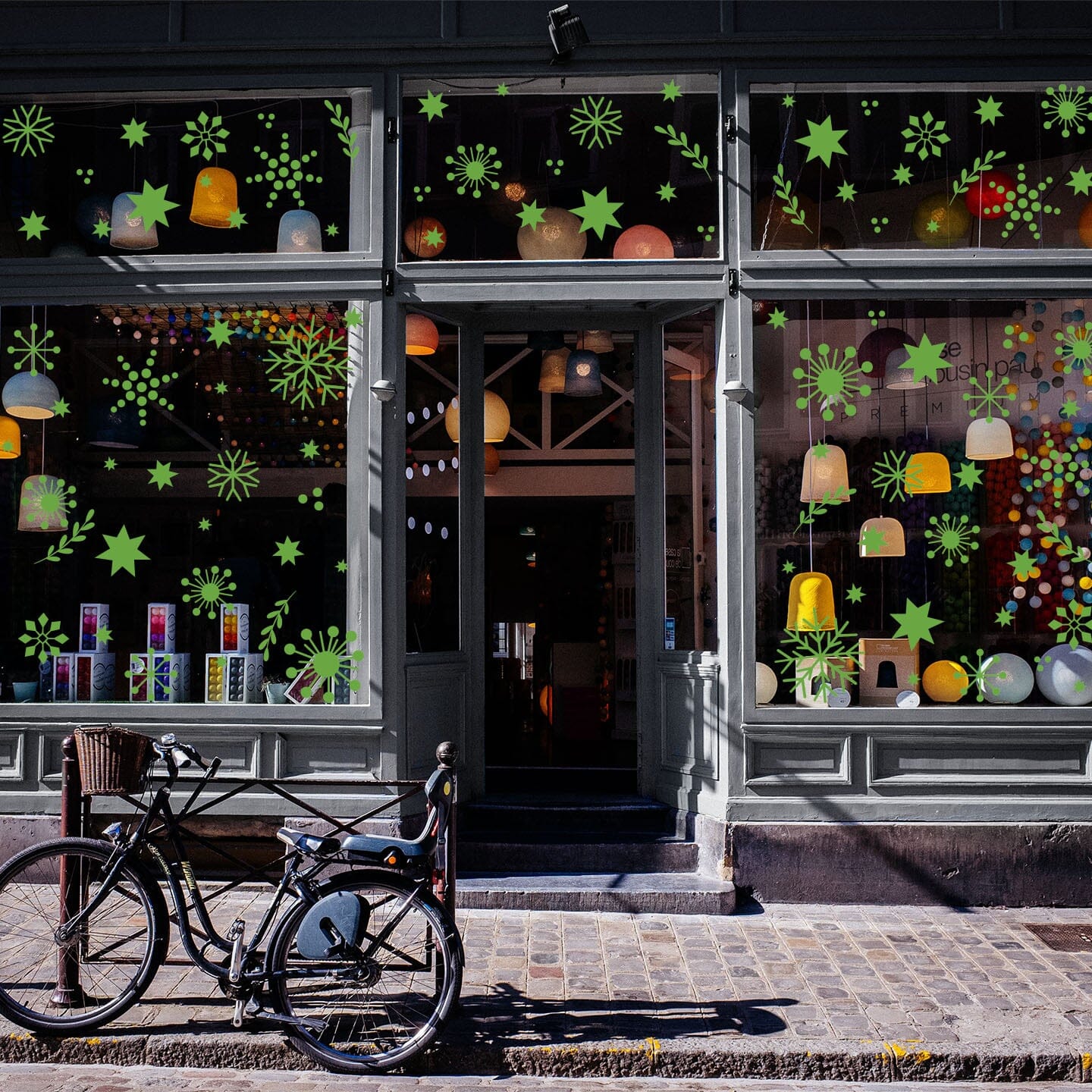 Christmas Cheer Window Decals Decals Urbanwalls Lime Green Medium Window 