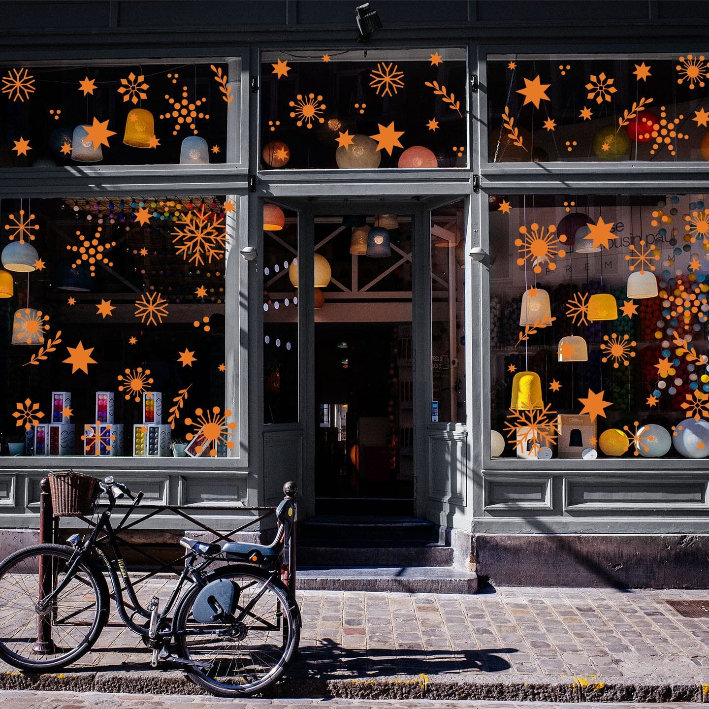 Christmas Cheer Window Decals Decals Urbanwalls Orange Medium Window 