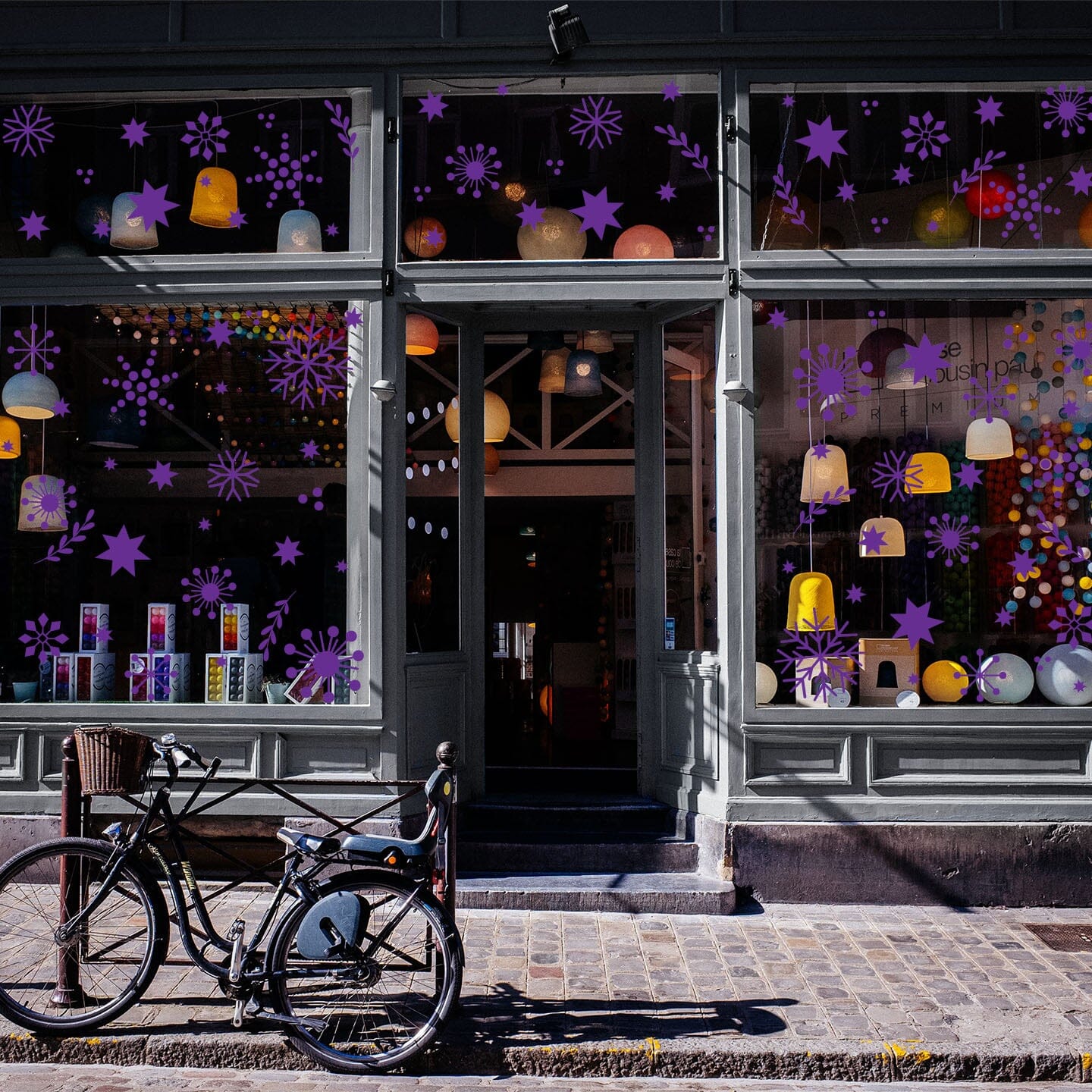Christmas Cheer Window Decals Decals Urbanwalls Purple Medium Window 