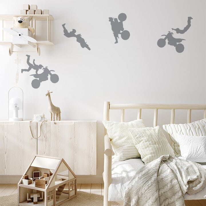 Dirt Bike Wall Decals Decals Urbanwalls Silver (Metallic) 