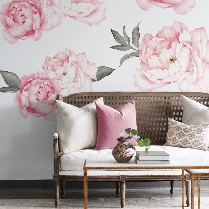 Everlasting Peonies Wall Decals Decals Urbanwalls Standard Wall Half Order 