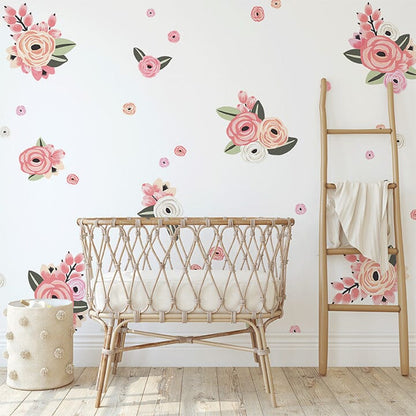 Faded Pink Graphic Flower Wall Decals Decals Urbanwalls Standard Wall Full Order 