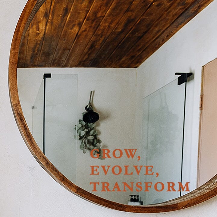 Grow, Evolve, Transform Mirror Decal Decals Urbanwalls Serif Nut Brown 