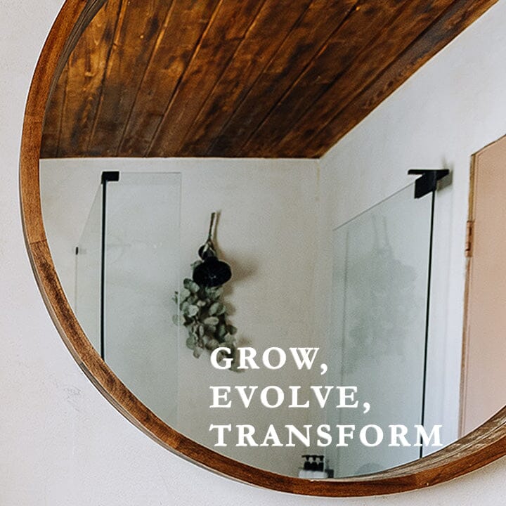 Grow, Evolve, Transform Mirror Decal Decals Urbanwalls Serif White 