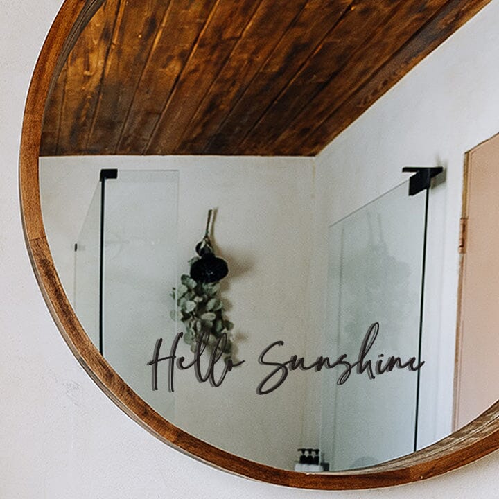 Hello Sunshine Mirror Decal Decals Urbanwalls Black 