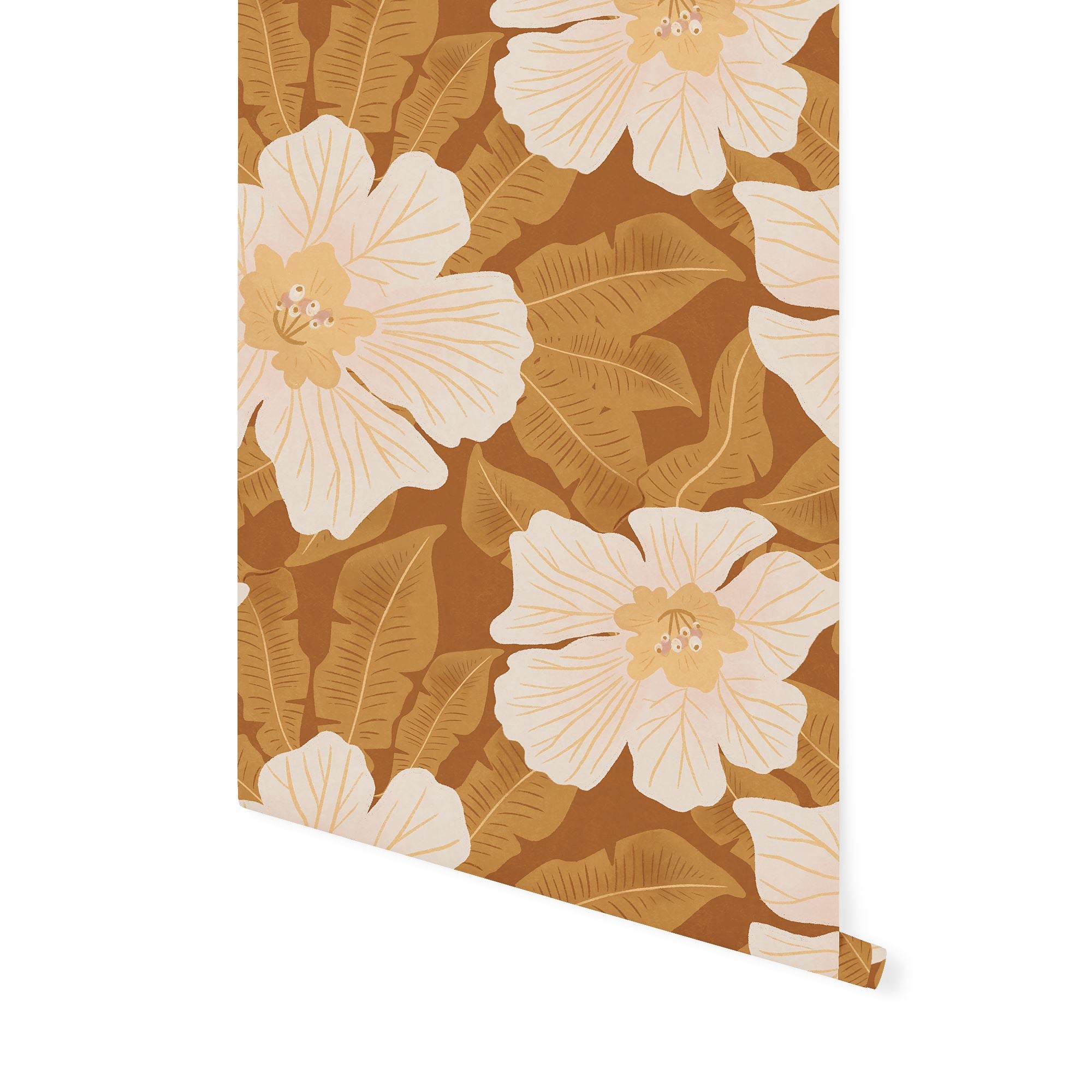 Hibiscus Wallpaper Wallpaper Urbanwalls Standard Wall Rust DOUBLE ROLL : 46" X 4 FEET