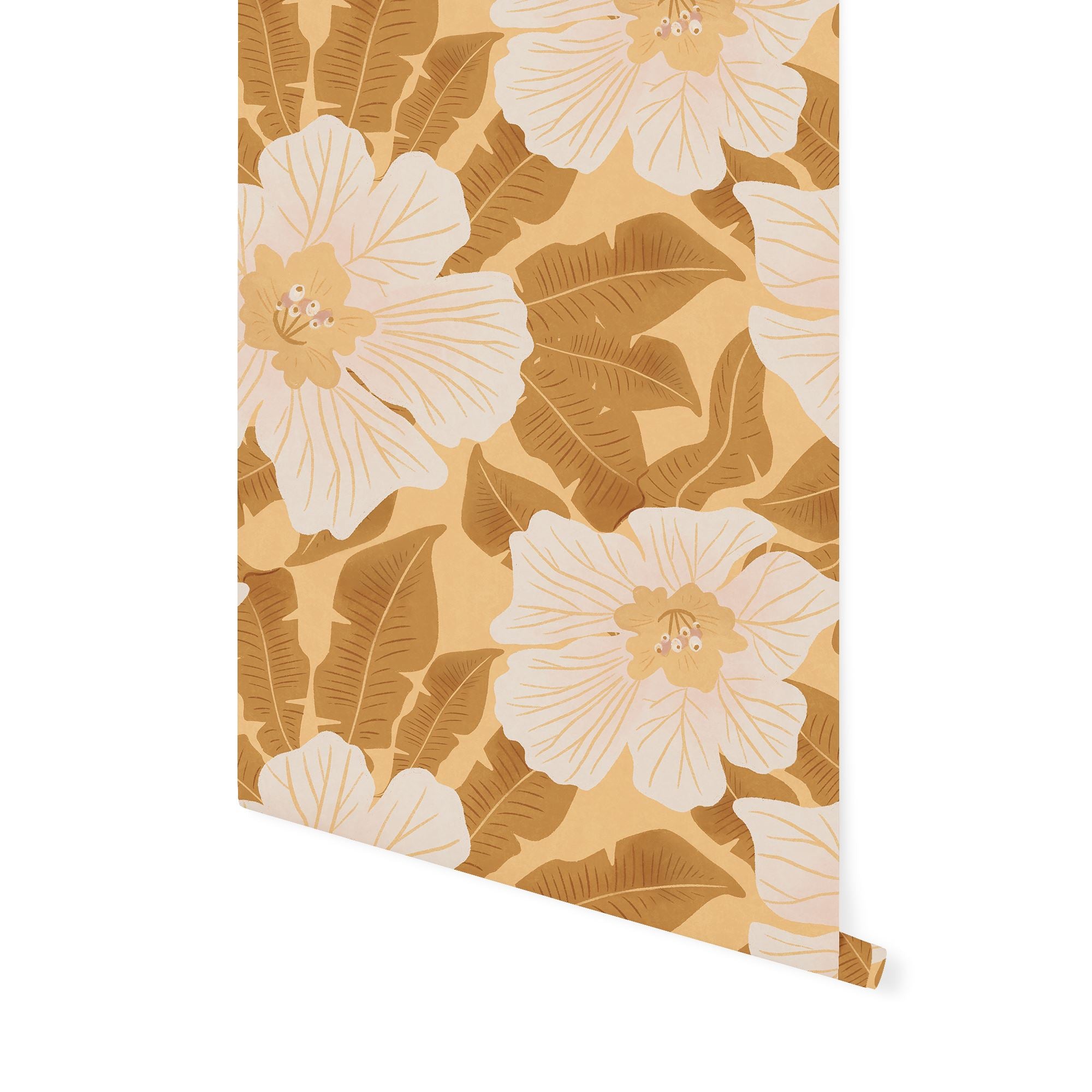 Hibiscus Wallpaper Wallpaper Urbanwalls Standard Wall Yellow DOUBLE ROLL : 46" X 4 FEET