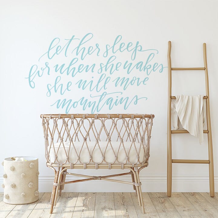 Let Her Sleep Wall Decal Decals Urbanwalls Baby Blue 80" x 45" 