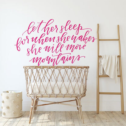 Let Her Sleep Wall Decal Decals Urbanwalls Hot Pink 80" x 45" 