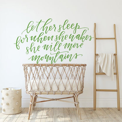Let Her Sleep Wall Decal Decals Urbanwalls Lime Green 80" x 45" 