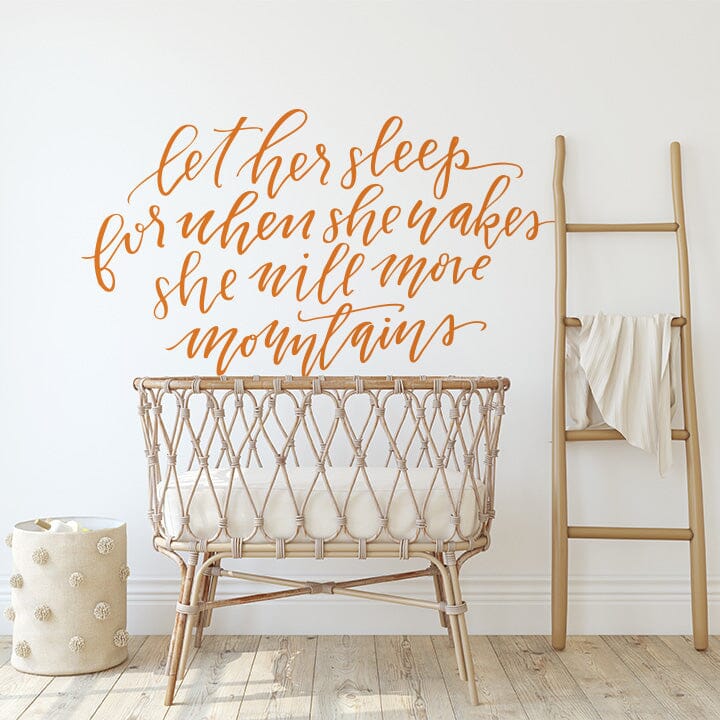 Let Her Sleep Wall Decal Decals Urbanwalls Orange 80" x 45" 