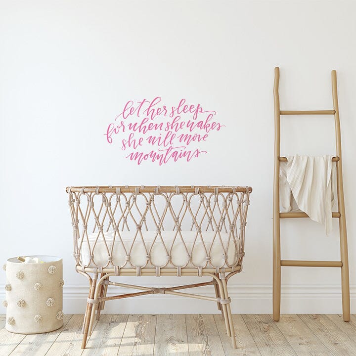 Let Her Sleep Wall Decal Decals Urbanwalls Pink 41" x 23" 