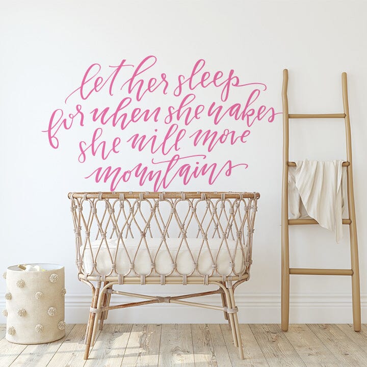 Let Her Sleep Wall Decal Decals Urbanwalls Pink 80" x 45" 