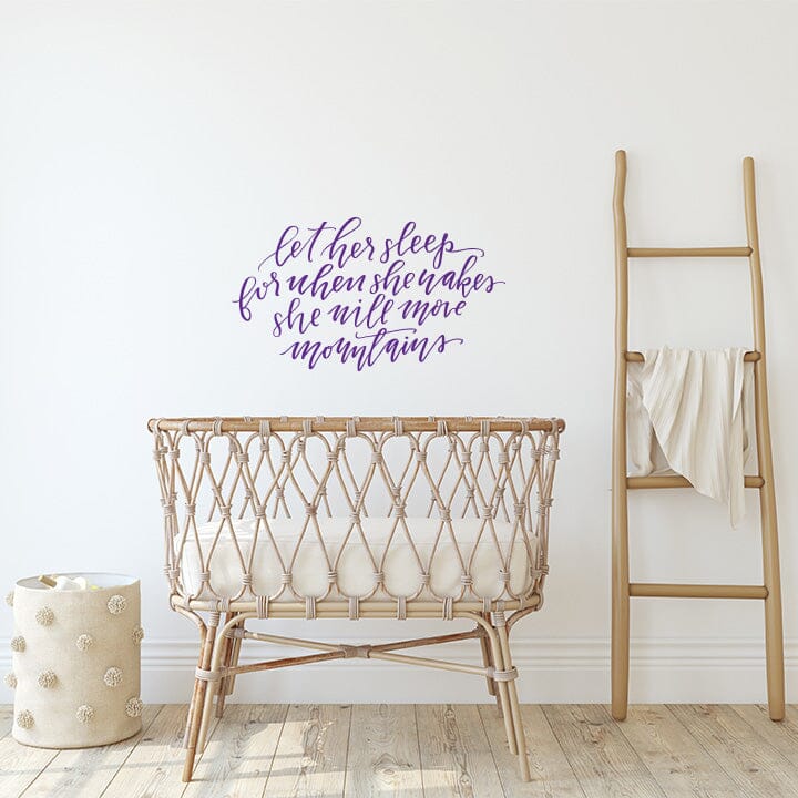 Let Her Sleep Wall Decal Decals Urbanwalls Purple 41" x 23" 