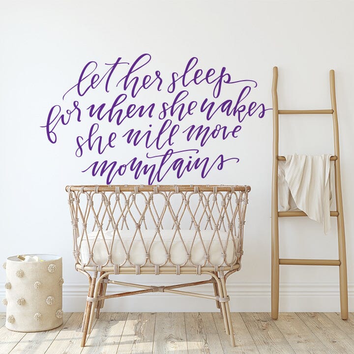 Let Her Sleep Wall Decal Decals Urbanwalls Purple 80" x 45" 