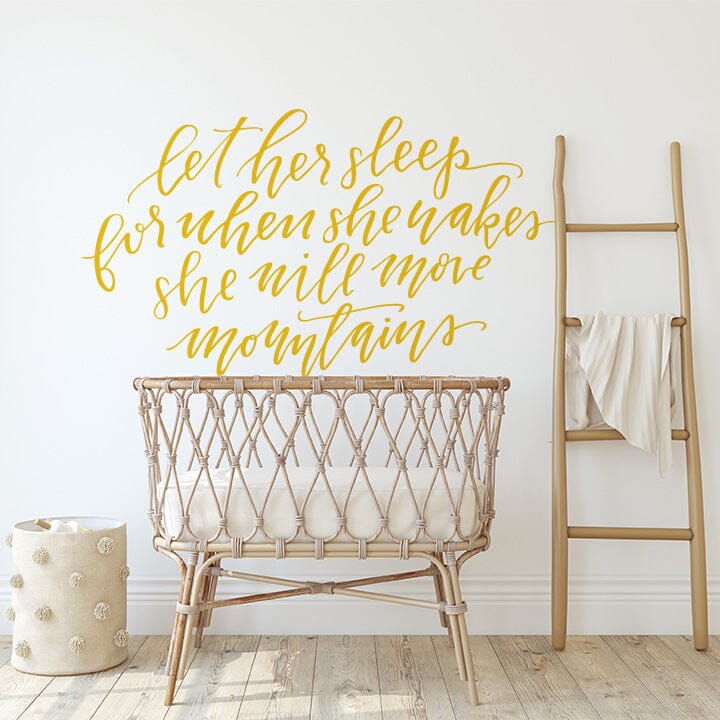 Let Her Sleep Wall Decal Decals Urbanwalls Signal Yellow 80" x 45" 