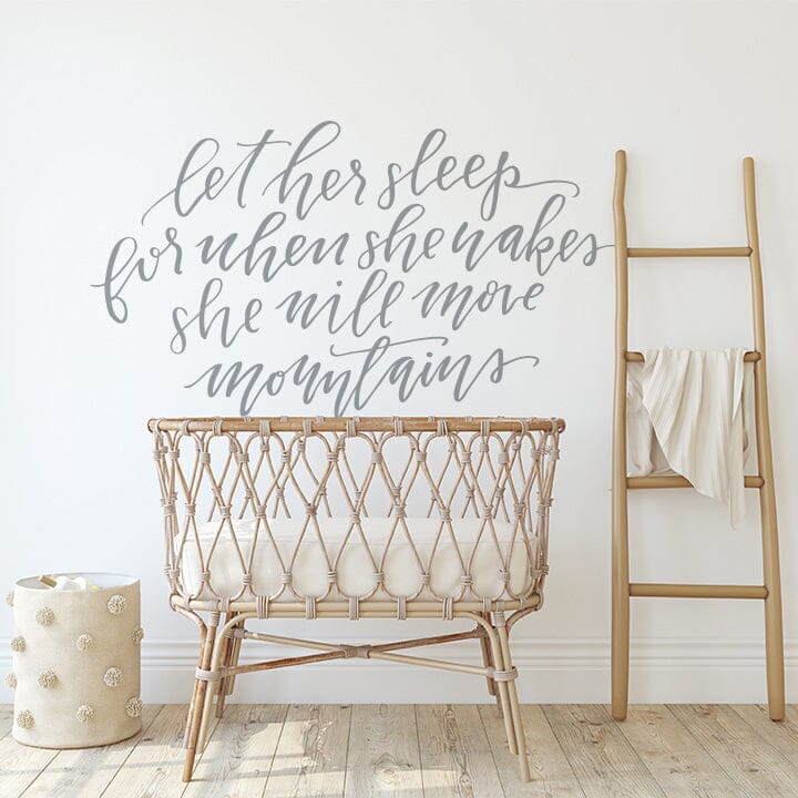 Let Her Sleep Wall Decal Decals Urbanwalls Silver (Metallic) 80" x 45" 