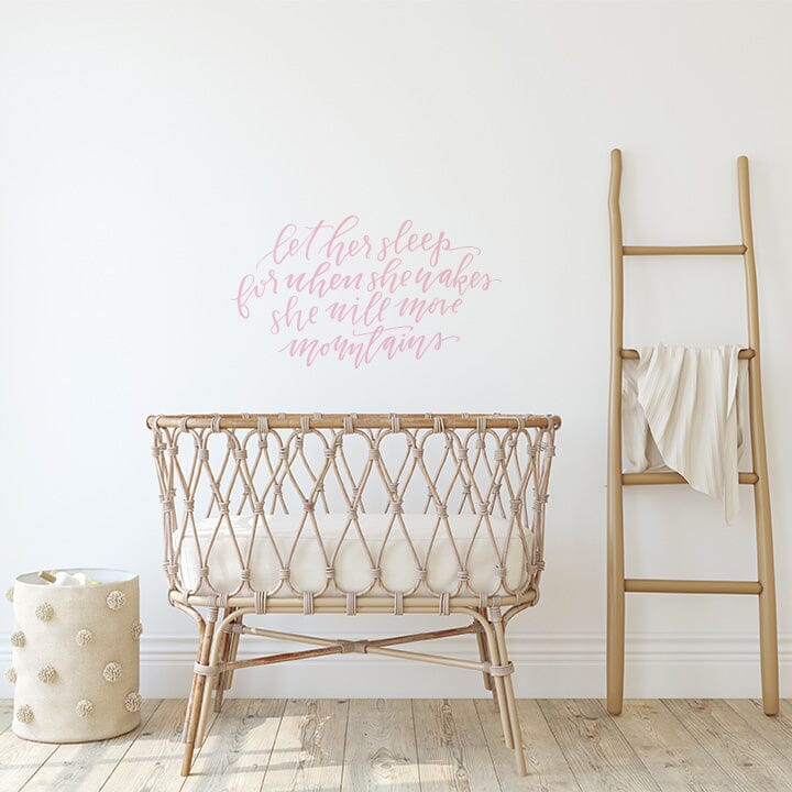 Let Her Sleep Wall Decal Decals Urbanwalls Soft Pink 41" x 23" 