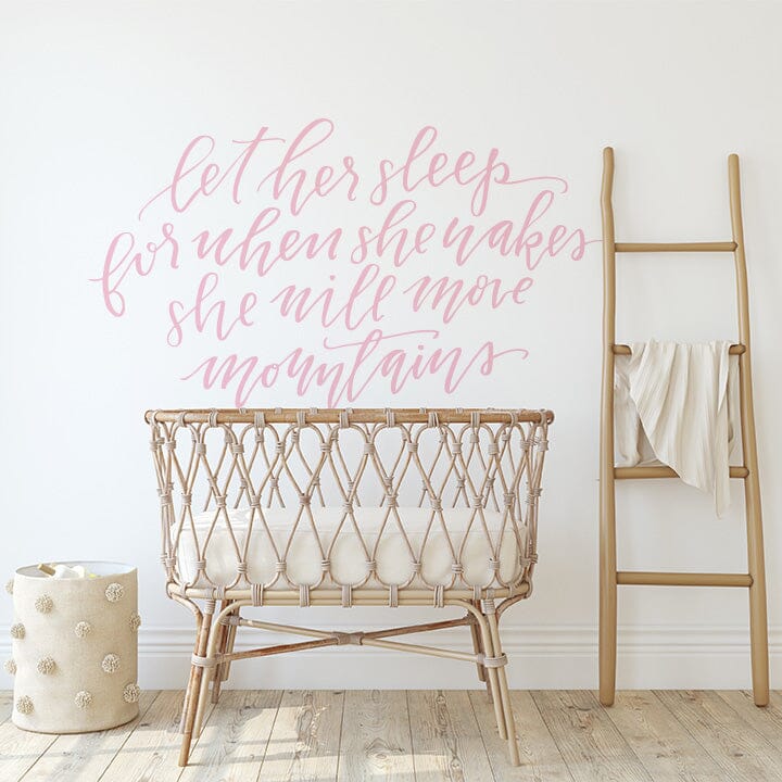 Let Her Sleep Wall Decal Decals Urbanwalls Soft Pink 80" x 45" 