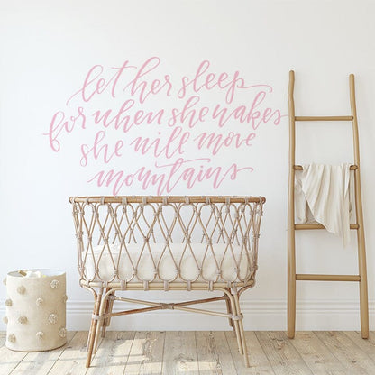 Let Her Sleep Wall Decal Decals Urbanwalls Soft Pink 80" x 45" 