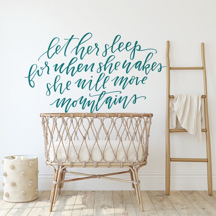 Let Her Sleep Wall Decal Decals Urbanwalls Turquoise 80" x 45" 