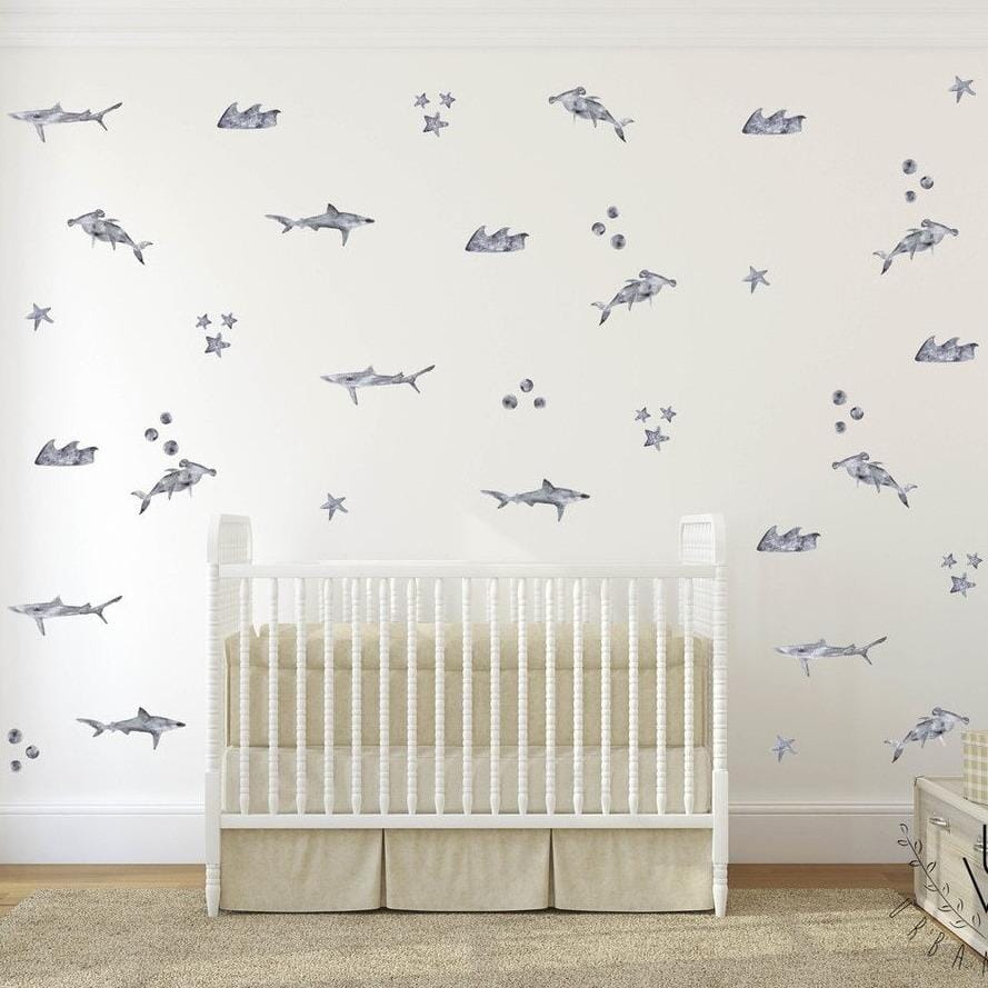 Little Sharks Wall Decals Decals Urbanwalls Standard Wall Grey Full Order