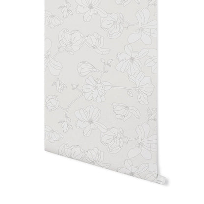 Magnolia Blooms Wallpaper Wallpaper Monika Hibbs Standard Wall Vanilla DOUBLE ROLL : 46" X 8 FEET