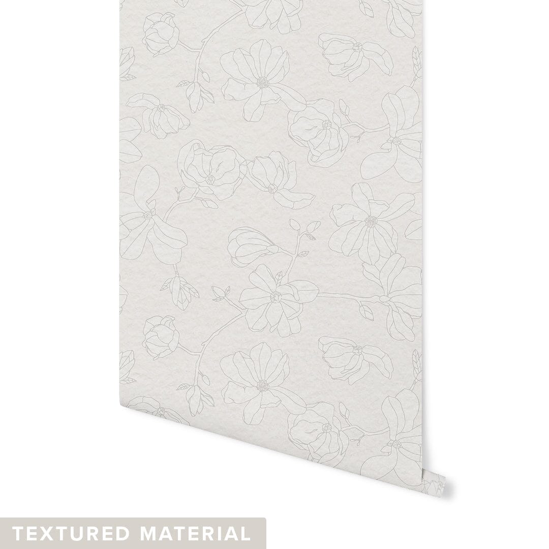 Magnolia Blooms Wallpaper Wallpaper Monika Hibbs Textured Wall Vanilla DOUBLE ROLL : 42" X 4 FEET