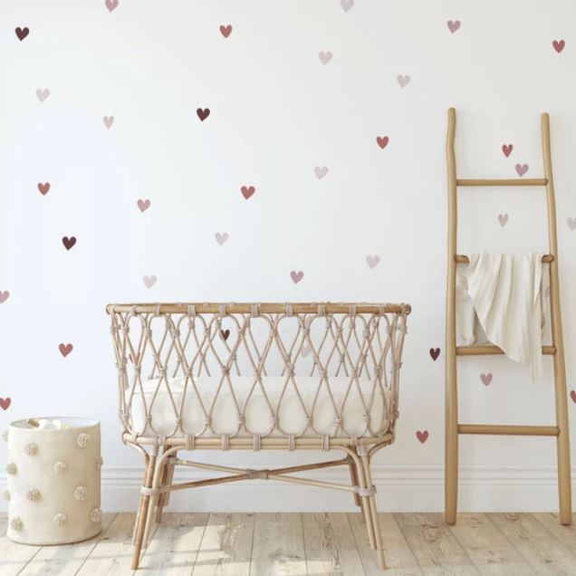 Mini Watercolor Hearts Wall Decals Decals Urbanwalls Blush Hearts Standard Wall 1.5"