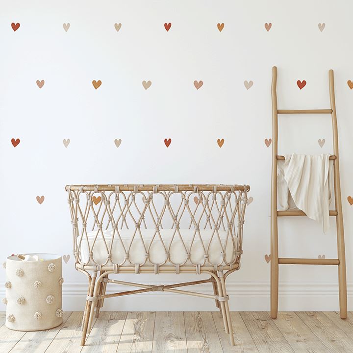 Mini Watercolor Hearts Wall Decals Decals Urbanwalls Rust Hearts Standard Wall 1.5"