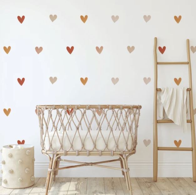 Mini Watercolor Hearts Wall Decals Decals Urbanwalls Rust Hearts Standard Wall 3"