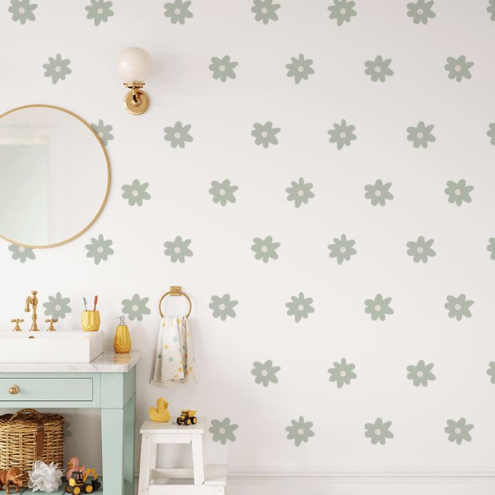 Mini Whimsy Daisy Wall Decals Decals Urbanwalls Standard Wall Mint Full Order