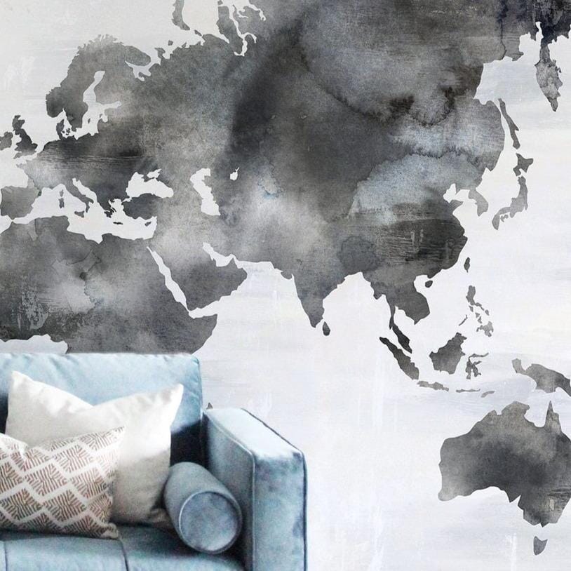 Painted World Map Wall Mural Murals Urbanwalls 