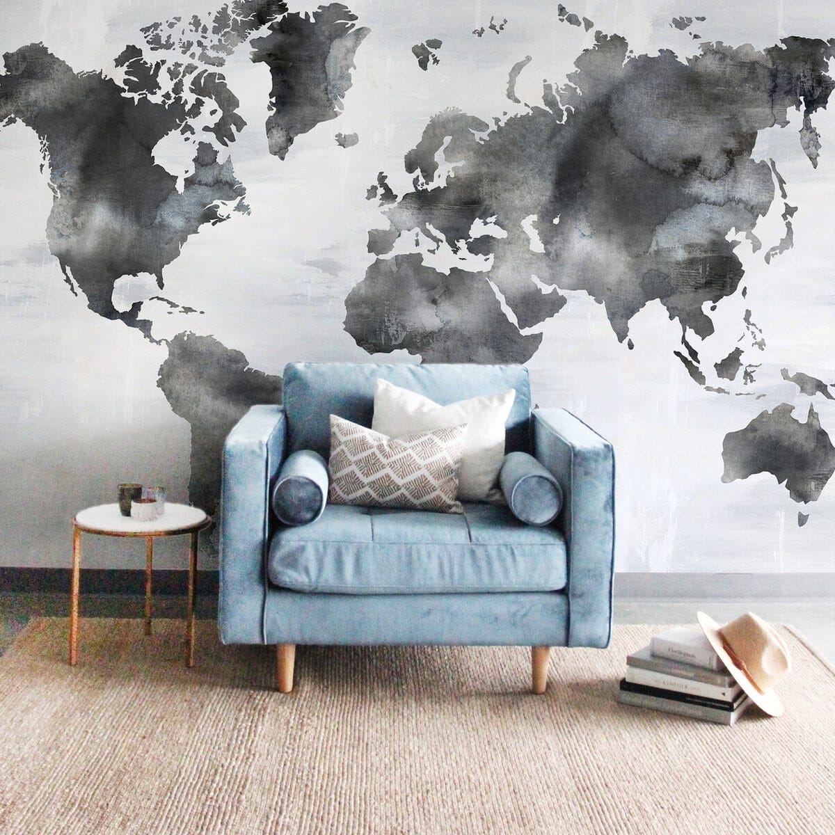 Painted World Map Wall Mural Murals Urbanwalls 