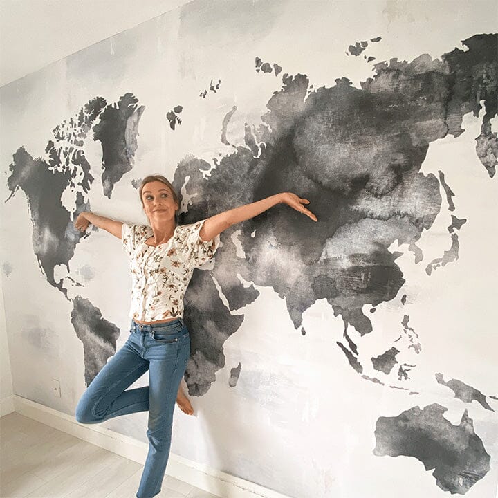 Painted World Map Wall Mural Murals Urbanwalls 