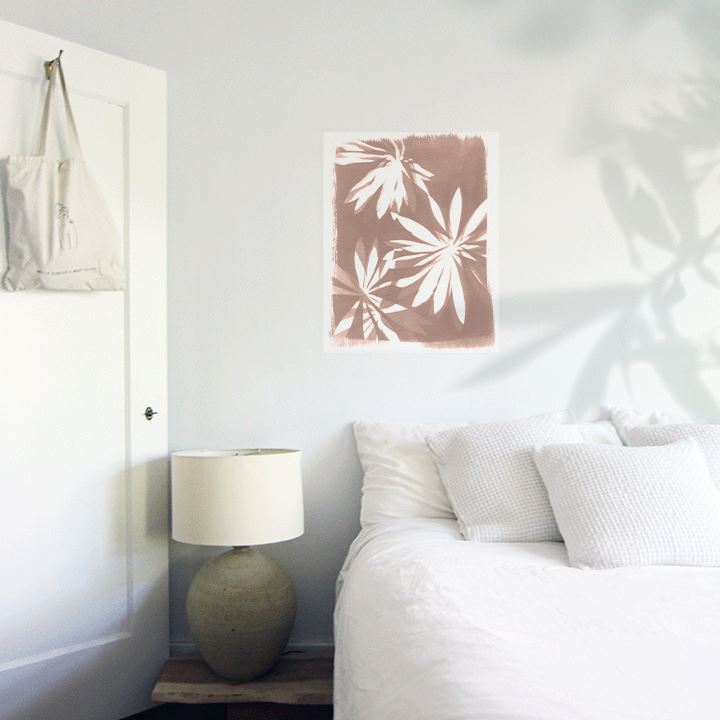 Palm Sun Art Print Prints Urbanwalls Adhesive Canvas Mauve 8" x 10"