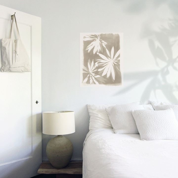Palm Sun Art Print Prints Urbanwalls Adhesive Canvas Warm Grey 8" x 10"