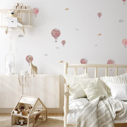 Rosy Pink Hot Air Balloon Wall Decals Decals Urbanwalls 