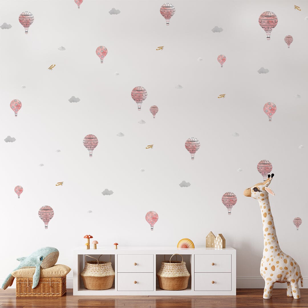 Rosy Pink Hot Air Balloon Wall Decals Decals Urbanwalls 