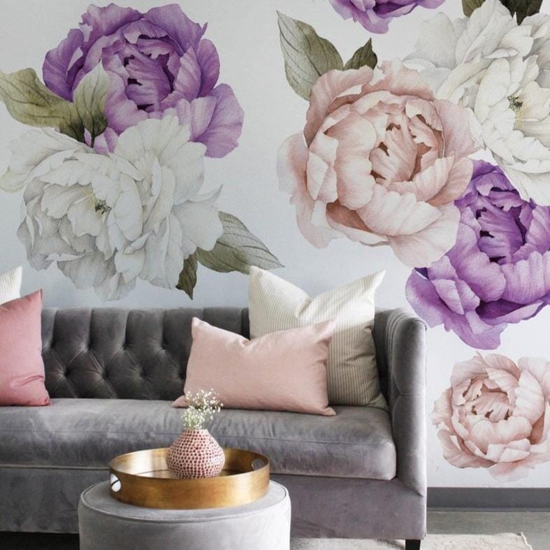 Royal Bliss Peonies Wall Decals Decals Urbanwalls Standard Wall Full Order 