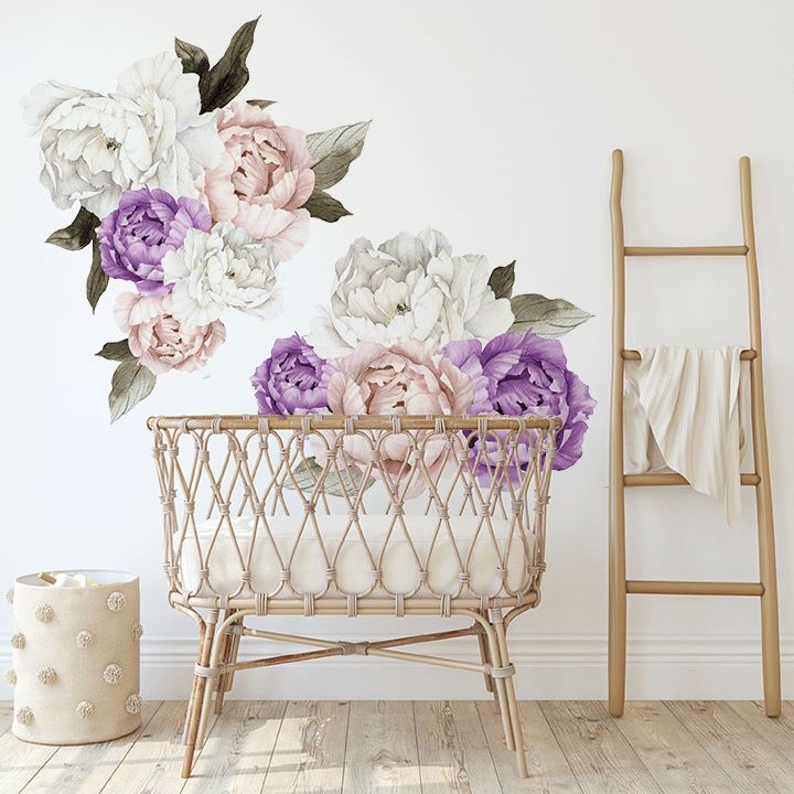 Royal Bliss Peony Wall Decal Clusters Decals Urbanwalls Textured Wall Half Order 