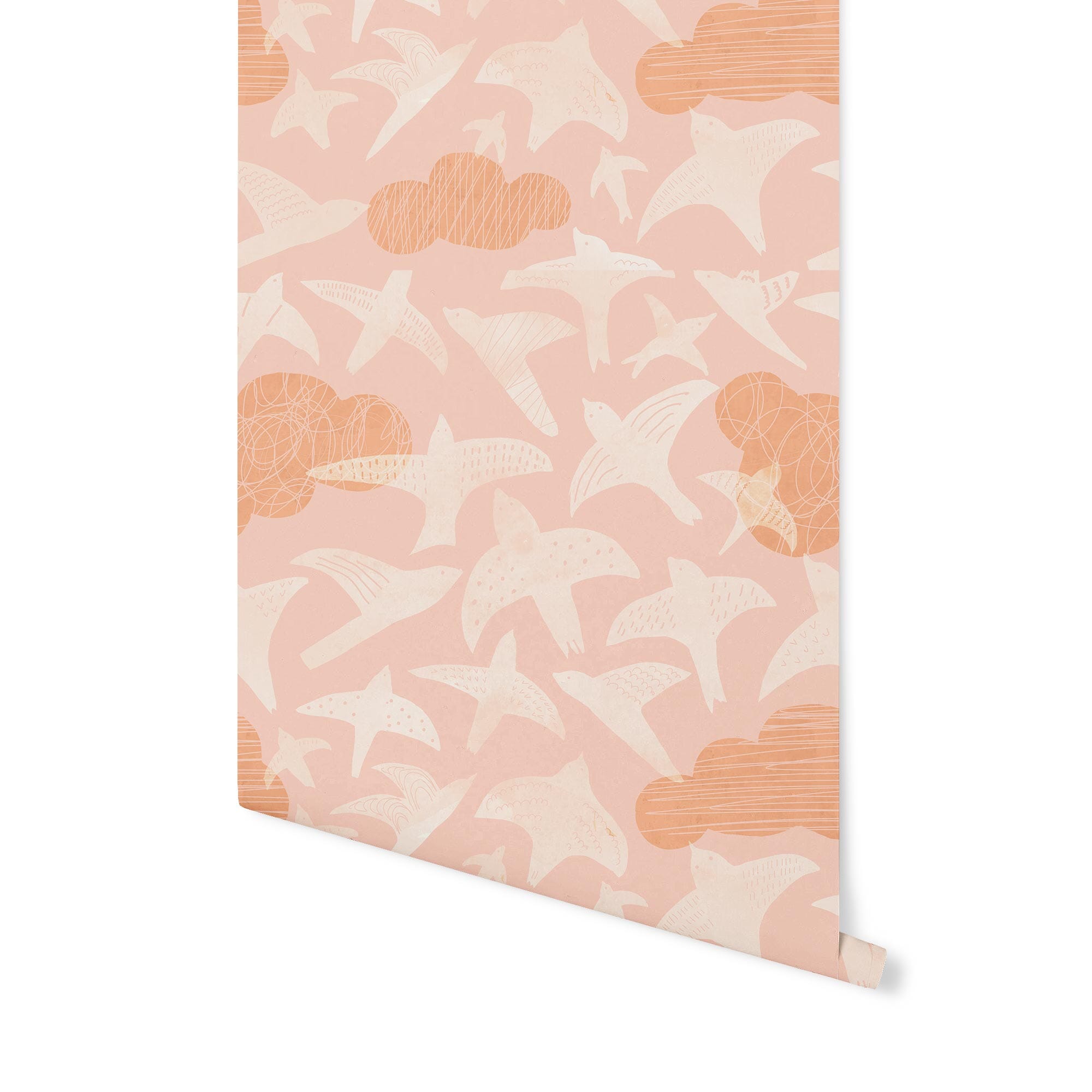 Songbird Wallpaper Wallpaper Urbanwalls Standard Wall Pink Horizon DOUBLE ROLL : 46" X 4 FEET