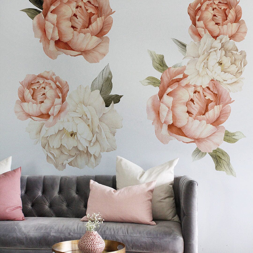 Summer Daze Peonies Wall Decal Decals Urbanwalls Standard Wall Half Order 