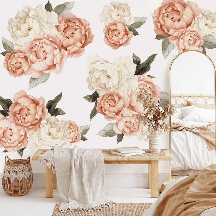 Summer Daze Peony Wall Decal Clusters Decals Urbanwalls Textured Wall Full Order 
