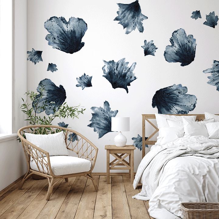 Textured Water and Ink Floral Wall Decals Decals Urbanwalls Full Order 