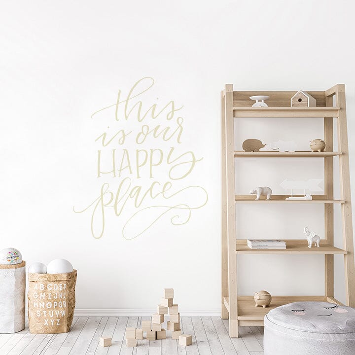 This is Our Happy Place Wall Decal Decals Urbanwalls Beige 46" x 55.5" 