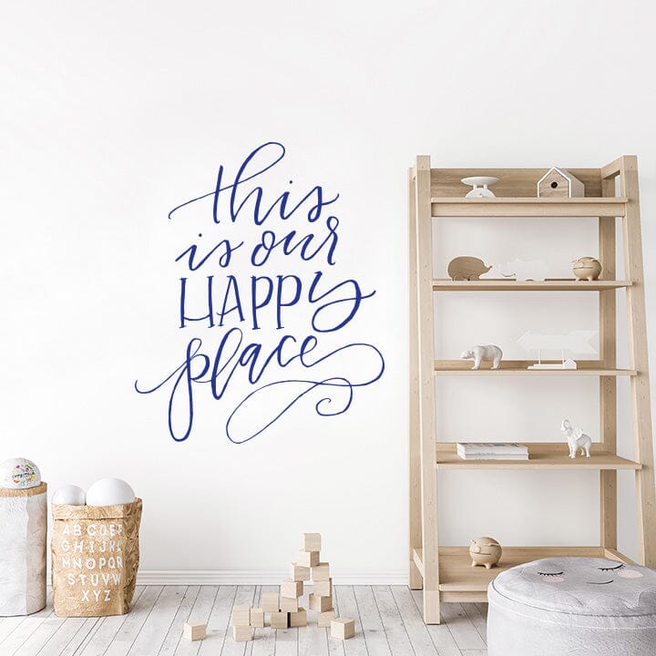 This is Our Happy Place Wall Decal Decals Urbanwalls Dark Blue 46" x 55.5" 