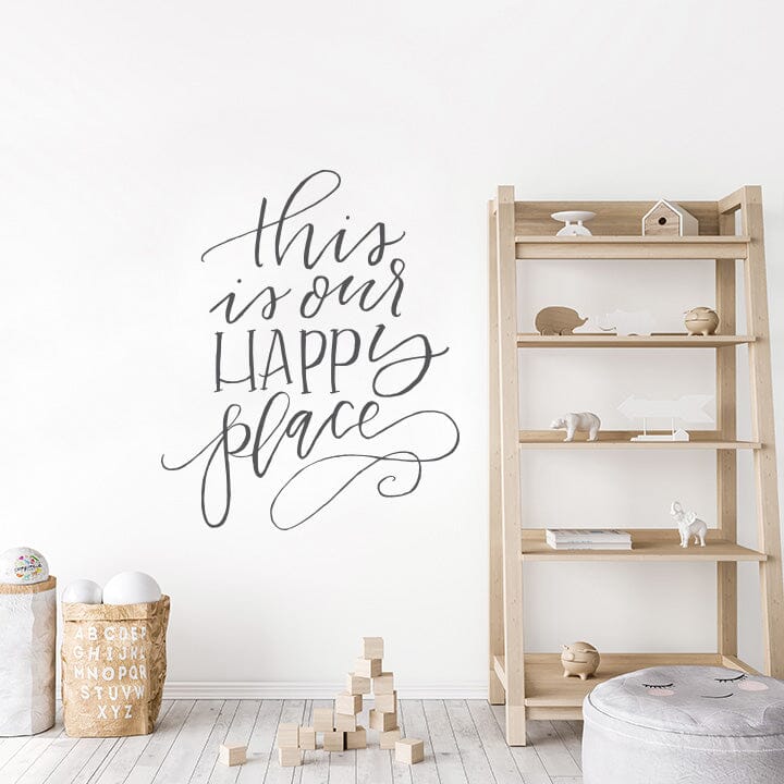 This is Our Happy Place Wall Decal Decals Urbanwalls Grey 46" x 55.5" 
