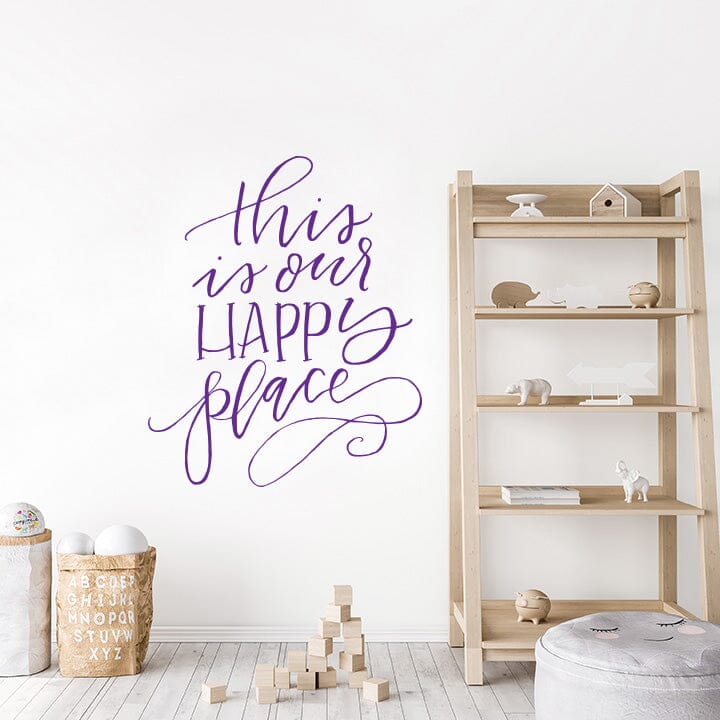 This is Our Happy Place Wall Decal Decals Urbanwalls Purple 46" x 55.5" 